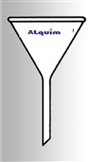 Funil analtico liso ou raiado, com haste curta e ngulo de 60